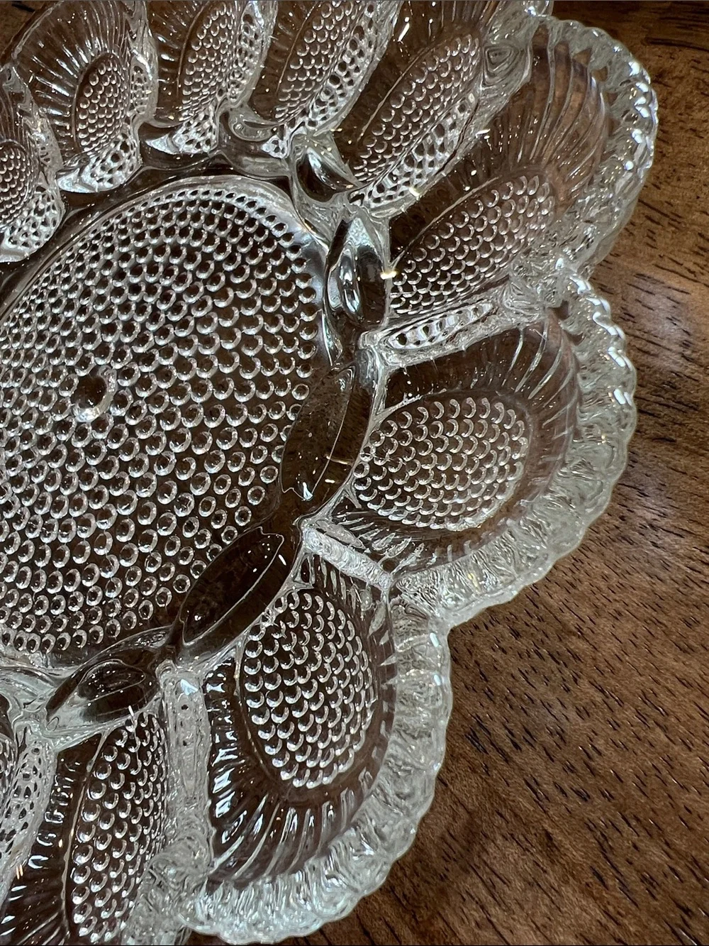 Vintage Indiana Glass Deviled Egg Platter Plate Clear Hobnail Glass 11”